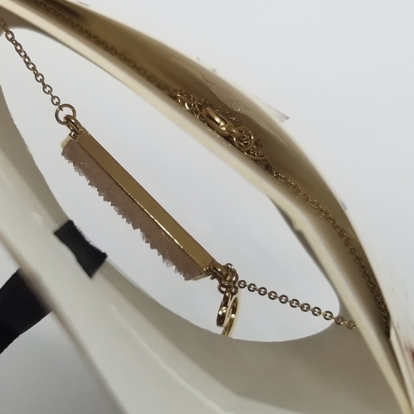 Stephan & Co druzy bar pendant necklace with C initial charm new in package - Picture 2 of 3